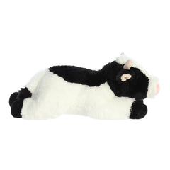Aurora May Bell cow plush texture close-up, showcasing soft fabric for hugs.