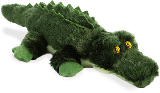 Aurora Gotcha mini Flopsie alligator close-up showing soft green plush for cuddling.
