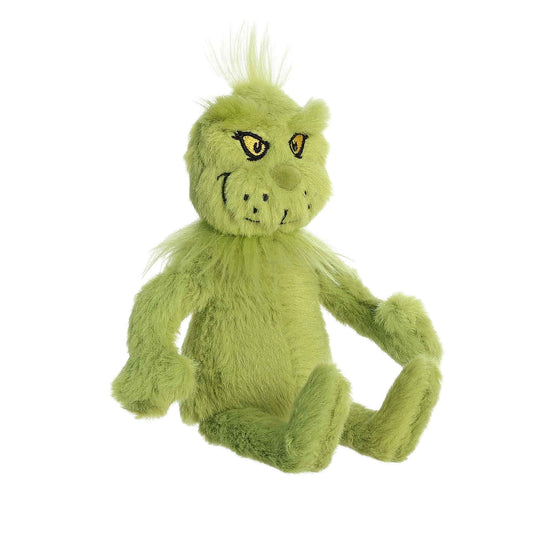 Aurora Grinch plush front view showing soft, huggable green fabric for imaginative play.