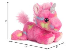 Aurora Jellyroll Unicorn soft plush with fluffy tail ideal as a comforting bedtime friend.