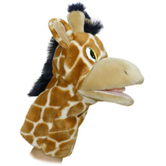 Aurora Jolie giraffe hand puppet for storytelling and imaginative play.