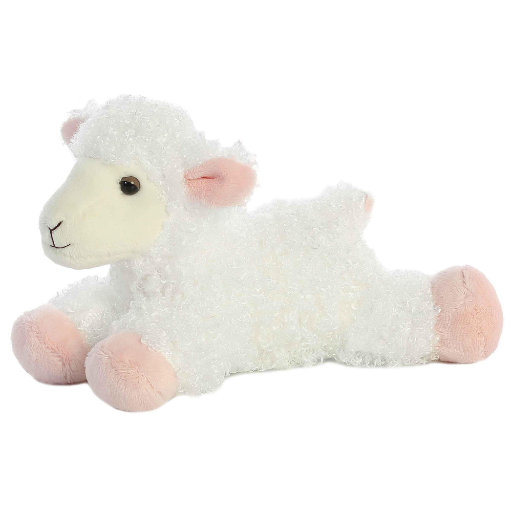 Aurora Lana Lamb plush face close-up, ideal for gentle hugs.