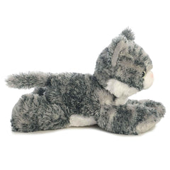Aurora Lily mini Flopsie gray-striped cat plush nose detail for authentic charm and cuddle appeal.