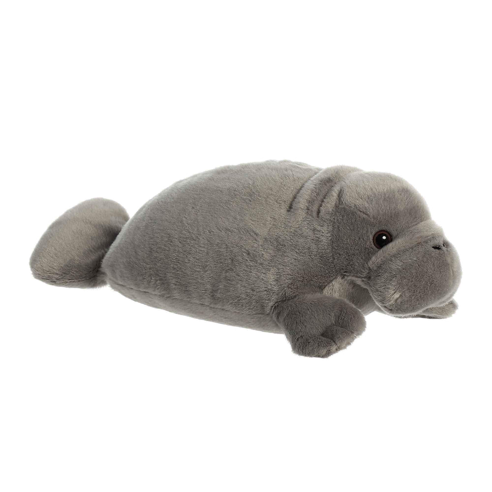 Aurora Manny Manatee Flopsie face: soft plush for hugs and imaginative stories.