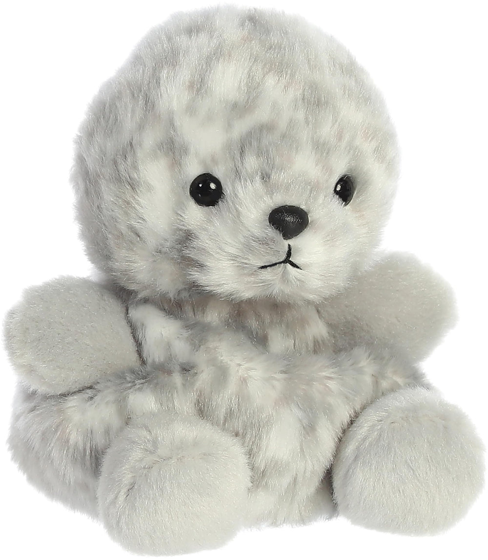 Aurora Marina Harbor Seal plush with soft speckled grey fur for imaginative play.