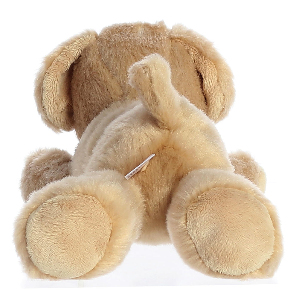 Aurora Mini Flopsie Golden plush snuggle pose, compact shape for travel comfort