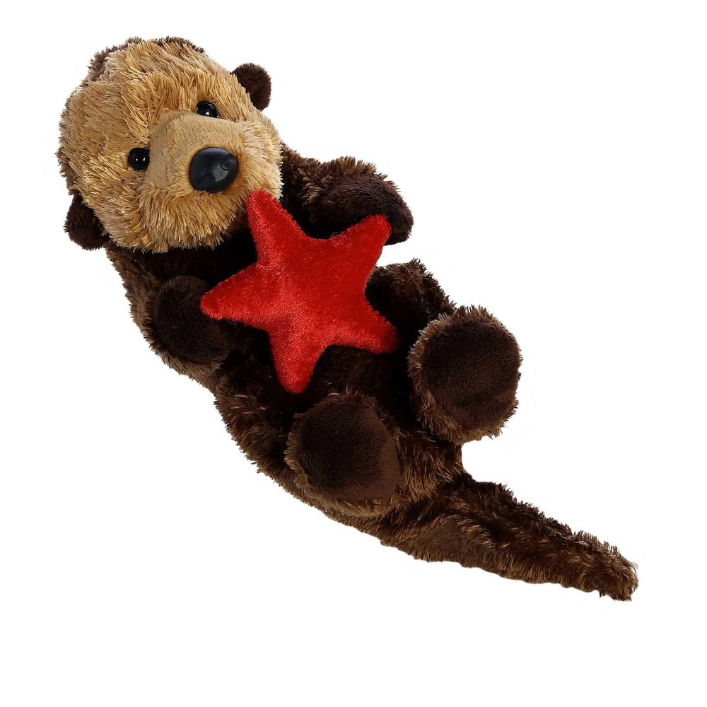Aurora Otto otter plush holding a starfish, a soft cuddle buddy for playtime.