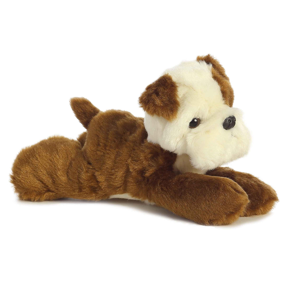 Aurora Semper Fi mini Flopsie bulldog face close-up with soft fur ideal for cuddling.