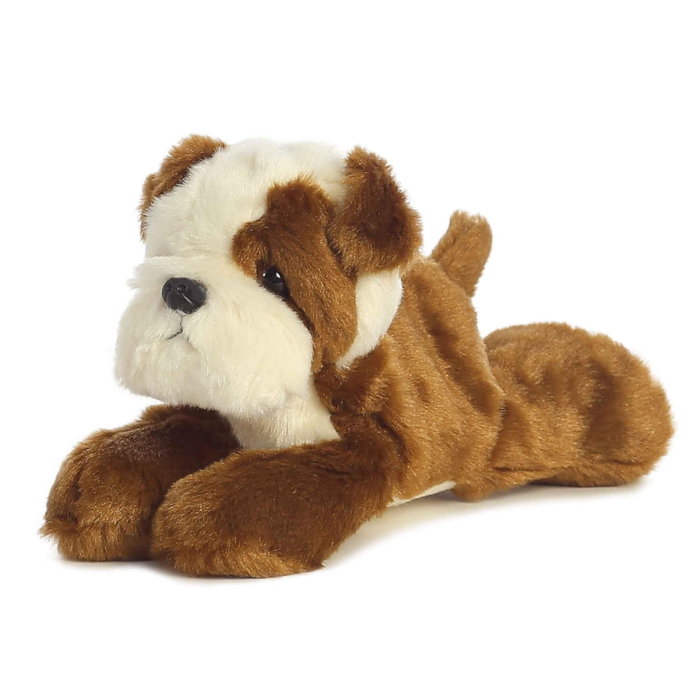 Aurora Semper Fi plush bulldog resting on its belly prompts easy play and imagination.