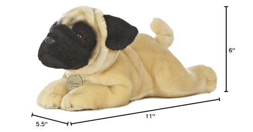 Front view of the Aurora Miyoni 11-inch Pug showing soft fur and cute expression for cuddly play.