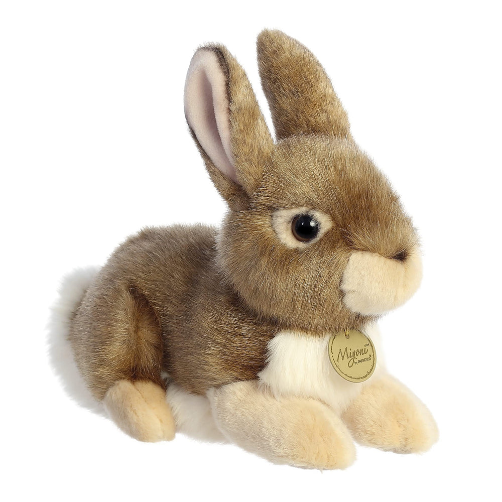 Aurora Miyoni Eastern Cottontail Rabbit full-body view with lifelike fur texture for cuddling.