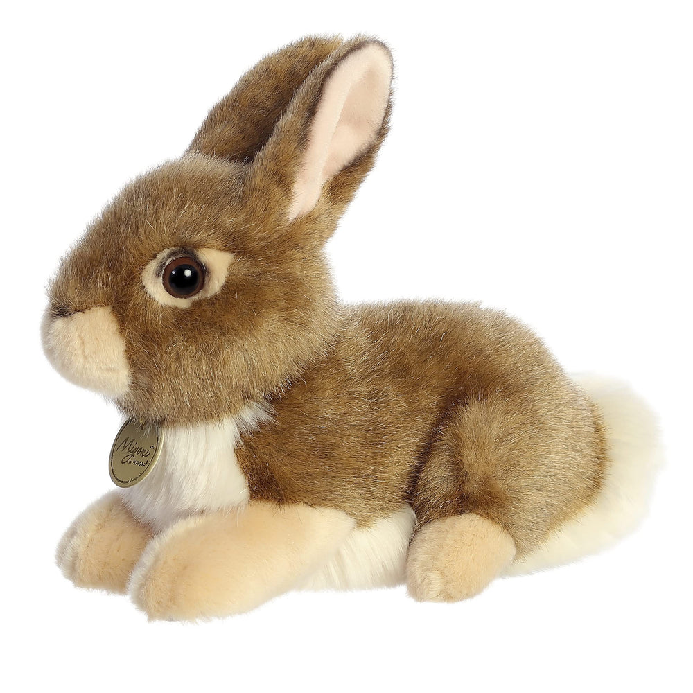 Aurora Miyoni Eastern Cottontail Rabbit hang-tag highlights species info for collectors.