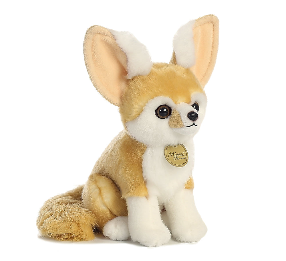 Aurora Miyoni Fennec Fox plush, front view, lifelike fur for cozy bedroom decor.