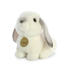 Aurora Miyoni lop-eared rabbit gray fabric detail highlights craft and quality.