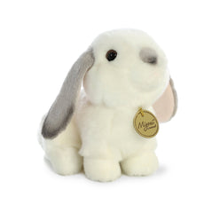 Aurora Miyoni lop-eared rabbit gray face close-up for lifelike plush cuddles.