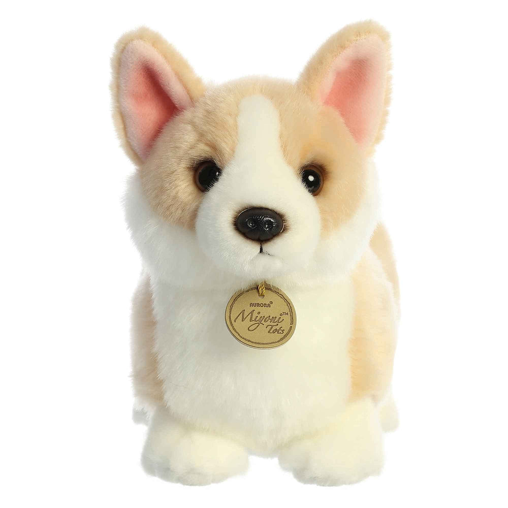Aurora Miyoni Tots Pembroke Welsh Corgi Pup face close-up with lifelike ears for imaginative play.