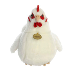 Aurora Miyoni White Hen plush full view shows a cuddly, compact silhouette ideal for hugs.