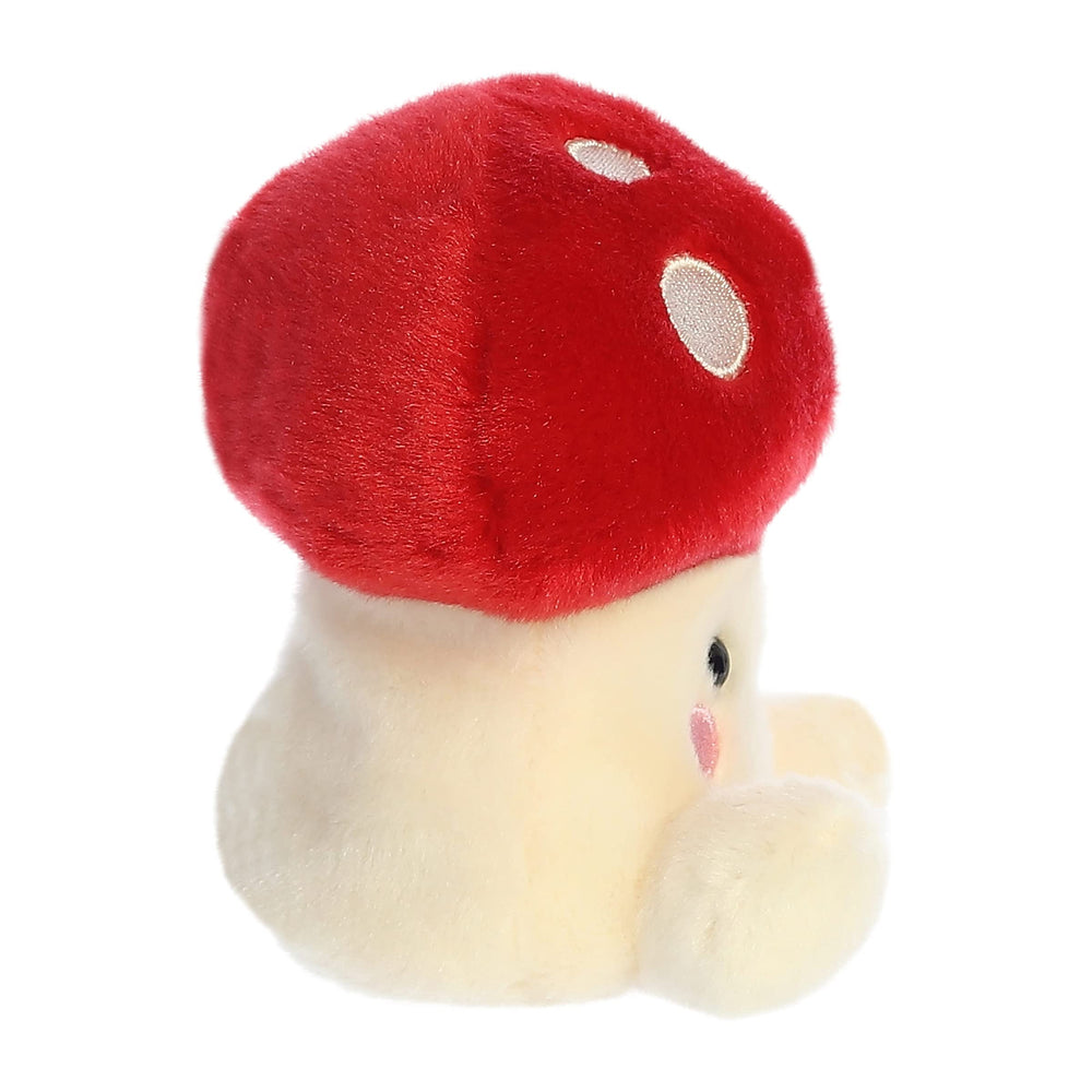 Aurora Amanita Mushroom 5in close-up shows high-quality fabric and stitching.