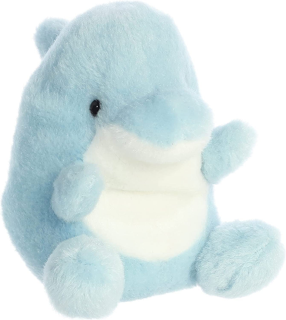Aurora Palm Pals Chomps Shark front view in gray fabric with embroidered smile