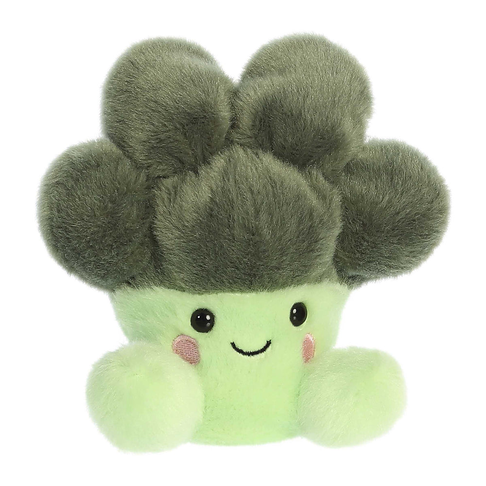 Aurora Palm Pals Luigi Broccoli plush back view with friendly character for shelf decor