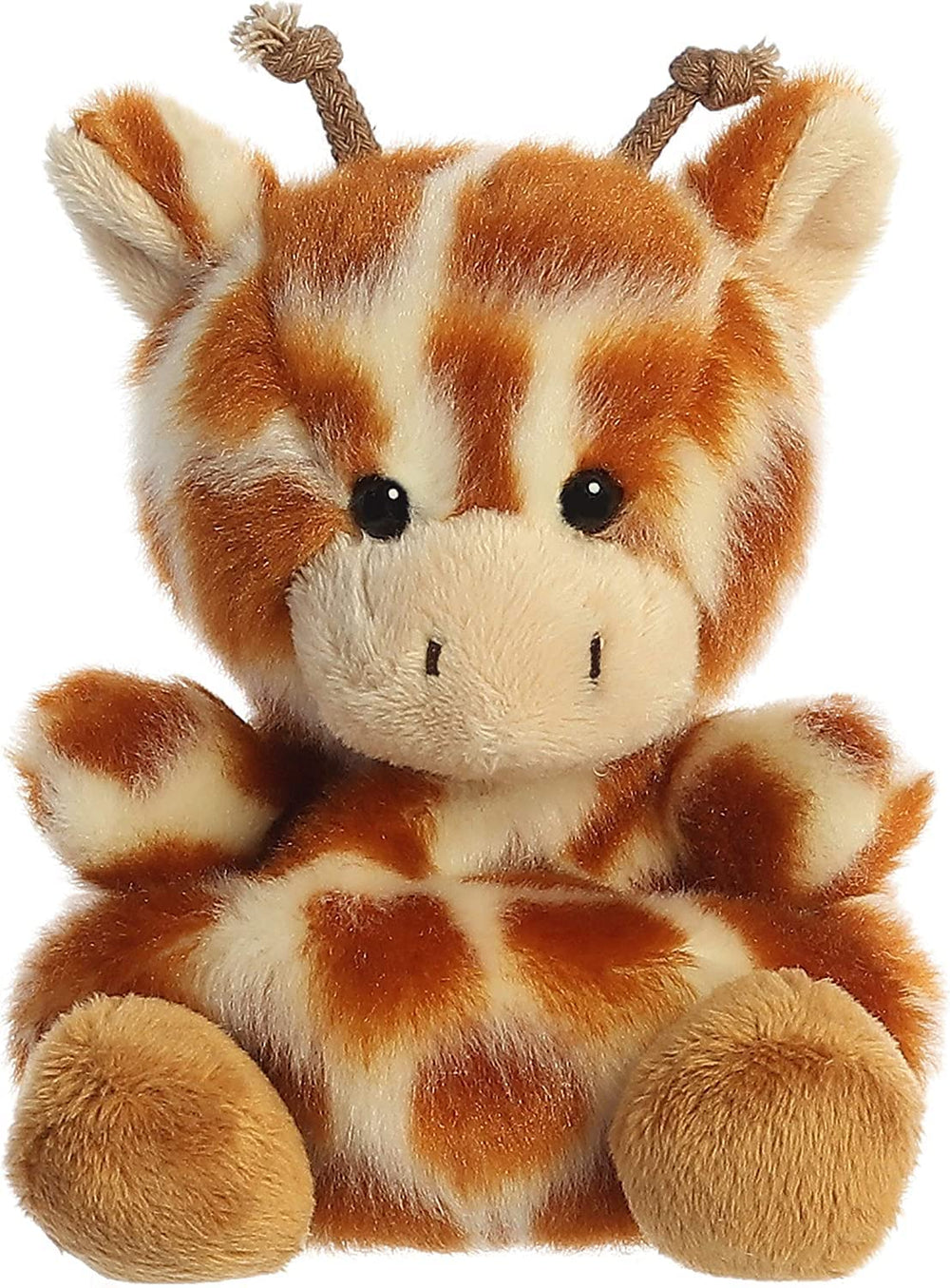 Aurora Palm Pals Safara Giraffe antlers close-up with a cheerful smile.
