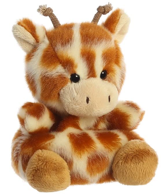 Aurora Palm Pals Safara Giraffe plush displayed front view, a soft, friendly bedtime buddy.