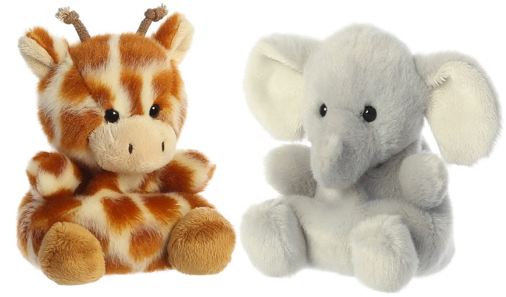 Aurora Palm Pals Stomps Elephant plush resting on a shelf, a gentle, comforting companion.
