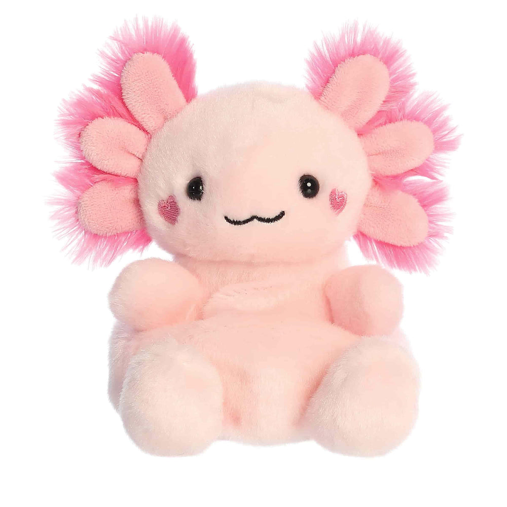 Aurora Palm Pals Xena axolotl plush in pink for cozy hugs and collecting.