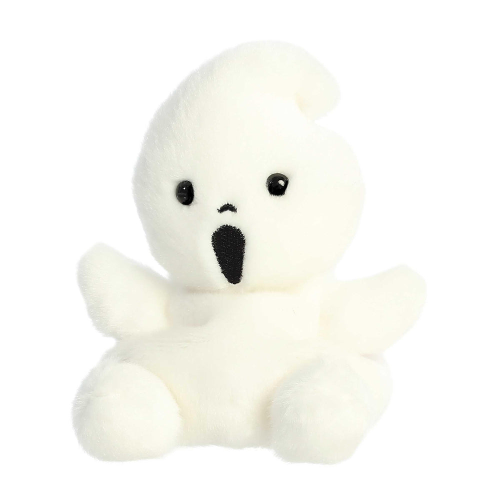 Aurora Palm Pals Boo Ghost plush, part of a collectible display for fans.