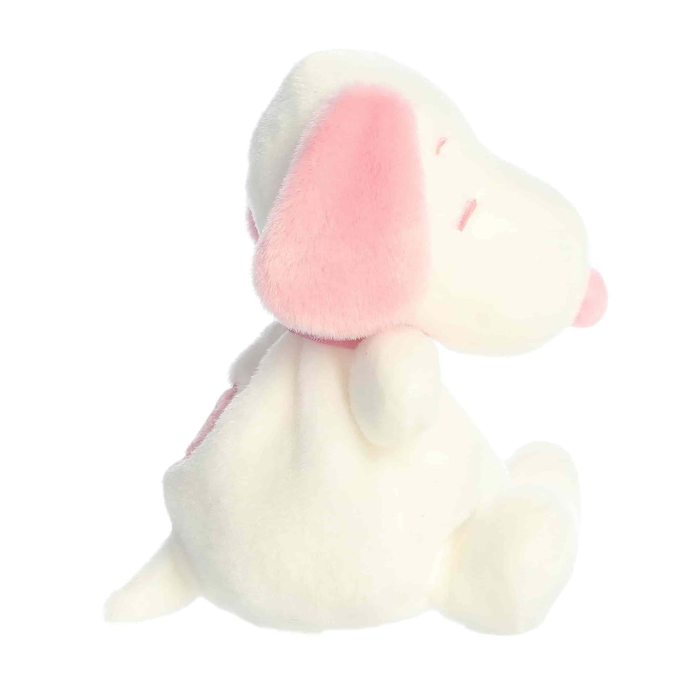 Aurora Snoopy Palm Pal side view highlighting soft plush and compact size.