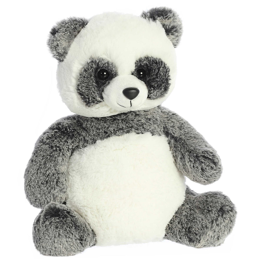 Aurora Ping Panda hug-ready pose highlights understuffed design for gentle cuddles.
