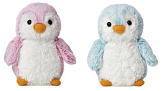 Aurora Pink and Blue Pom Pom Penguin 6-inch plush front view, cozy desk companion