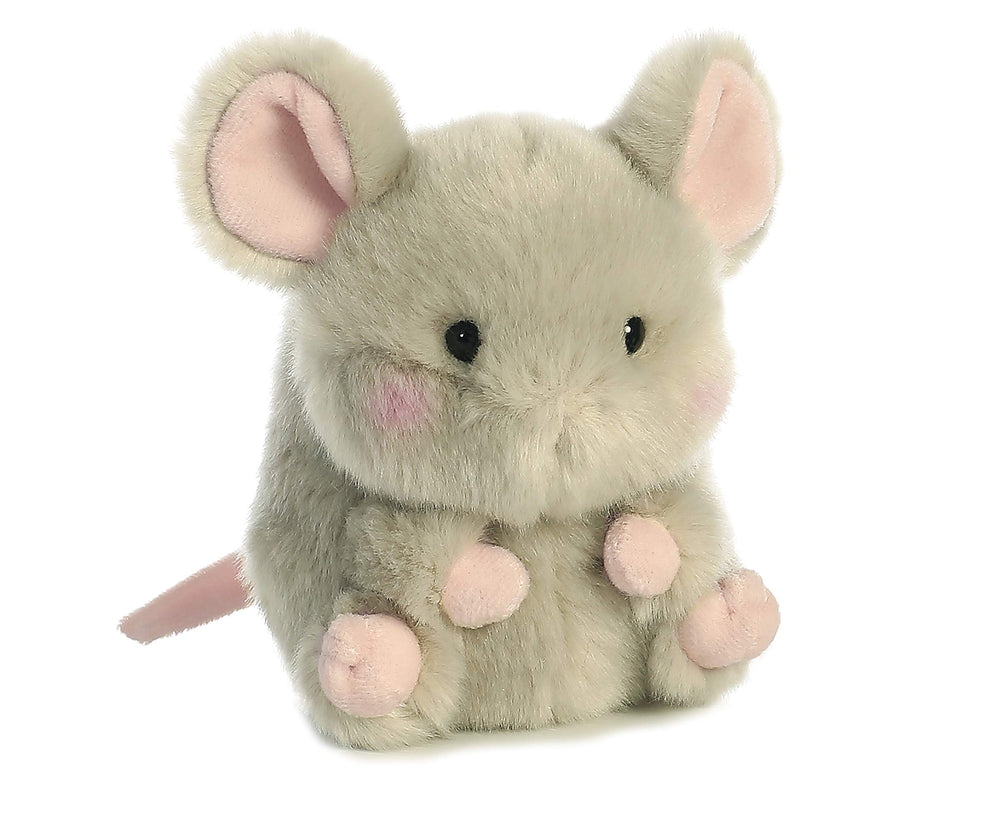 Aurora Frisk Mouse plush side roll pose highlighting rolling play appeal.