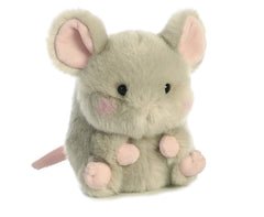 Aurora Frisk Mouse plush side roll pose highlighting rolling play appeal.