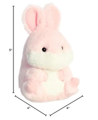 Travel-ready Aurora Round Rolly Pet Bunny Pink plush, ideal for kids and families.