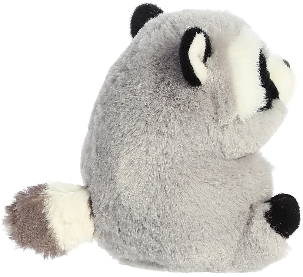 Aurora Ripley Raccoon plush with paws on tummy invites gentle hugs