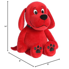 Aurora Sitting Clifford plush – care tips; red color brightens room decor.