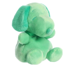 Aurora Snoopy Color Palm Pals Green 5in plush, a soft cuddle buddy for desks and shelves.