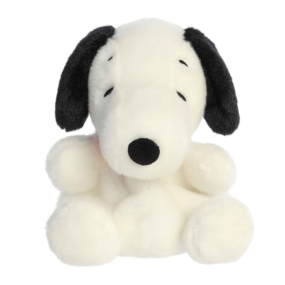 Aurora Snoopy Palm Pals soft plush with bean filling for portable comfort.