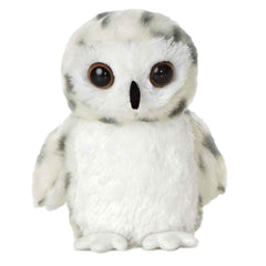 Aurora Snowy Owl Mini Flopsie face close-up, a soft companion for cozy playtime.