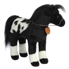 Aurora black Appaloosa plush with ultra-soft materials for comforting hugs