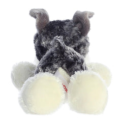 Aurora Stein plush gray on belly pose ready for play