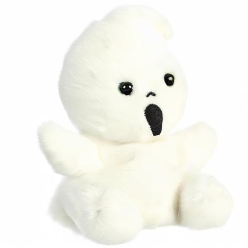 Aurora Boo Ghost palm plush in white, gift-friendly and whimsical for desks.