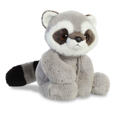 Aurora Roy Raccoon Flopsie close-up shows soft grey and white fur.