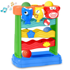 AuroTops blue shark design pounding toy with lights enhances sensory exploration.