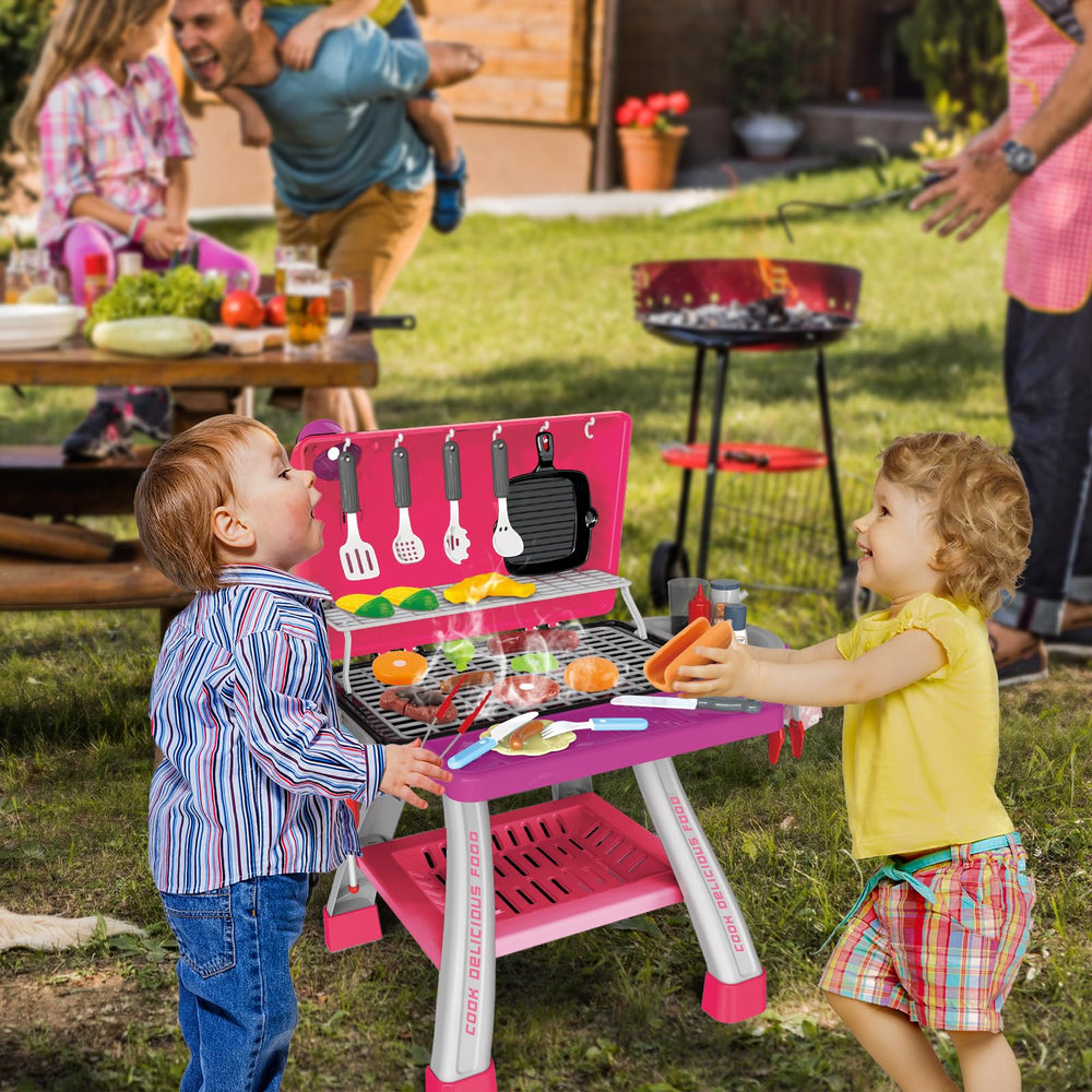 AuroTops pink kids grill with smoke effect enhances realistic role‑play and storytelling.