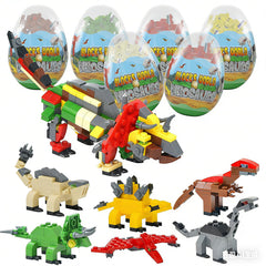 Auryee dinosaurs eggs building blocks set assembled for imaginative play and STEM learning.