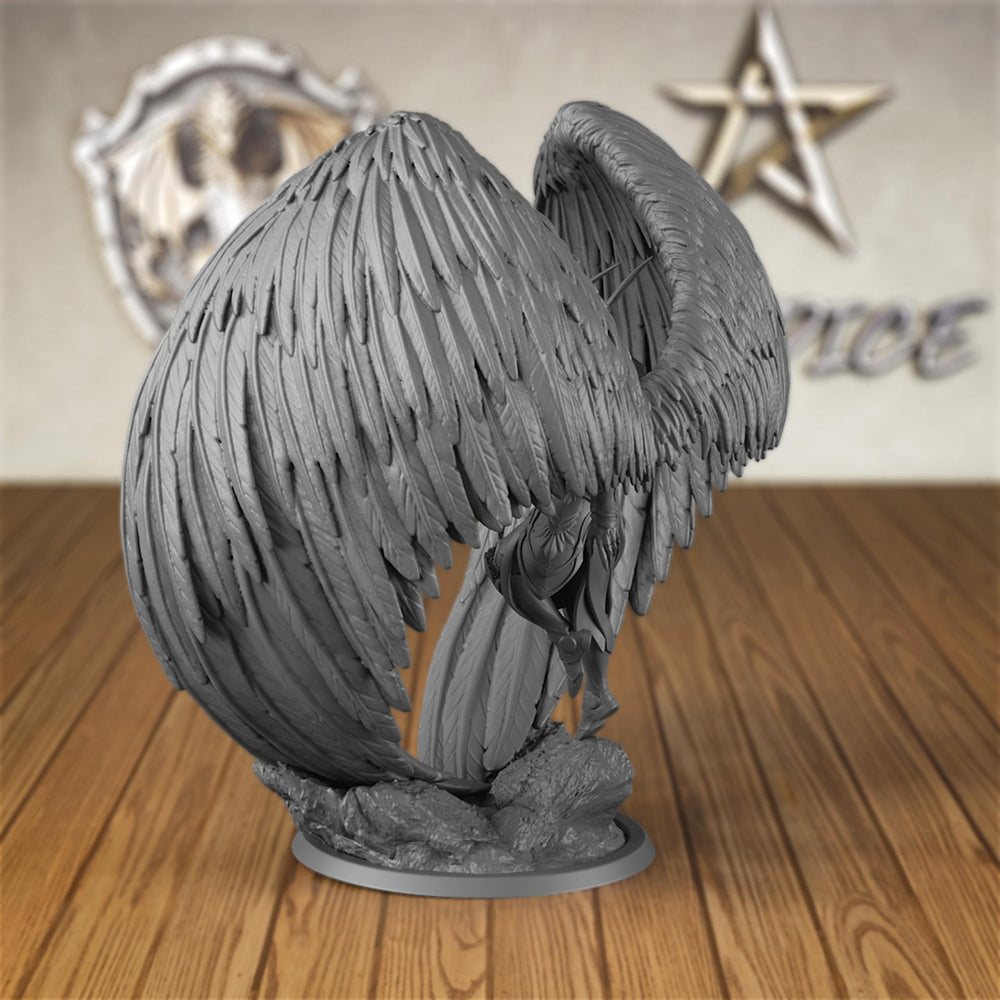 AUSPDICE Angel Fighter miniature in a dynamic D&D pose for tabletop campaigns