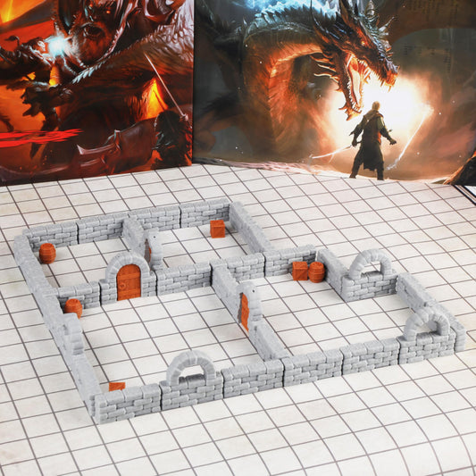 AUSPDICE Dungeon Walls 40pcs in 28mm scale for modular tabletop terrain, immersive play.