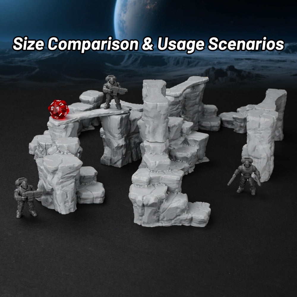 AUSPDICE Pit Canyon 28–32mm scale fits standard miniatures.